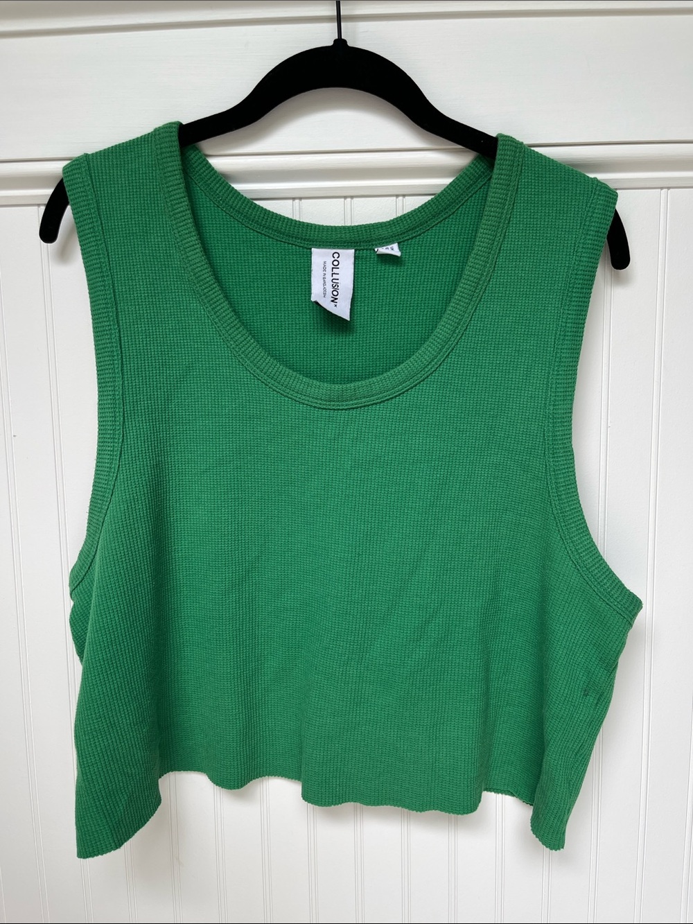 Collusion Green Cropped Ribbed Tank Top US20